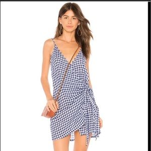 Rails wrap dress blue and white plaid